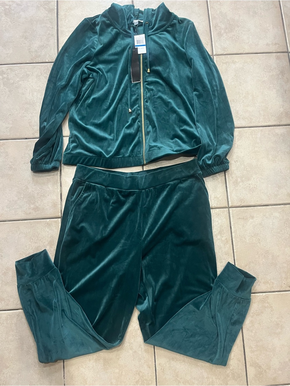Cable & Gauge Teal Velour Zip Hoodie & Joggers Set